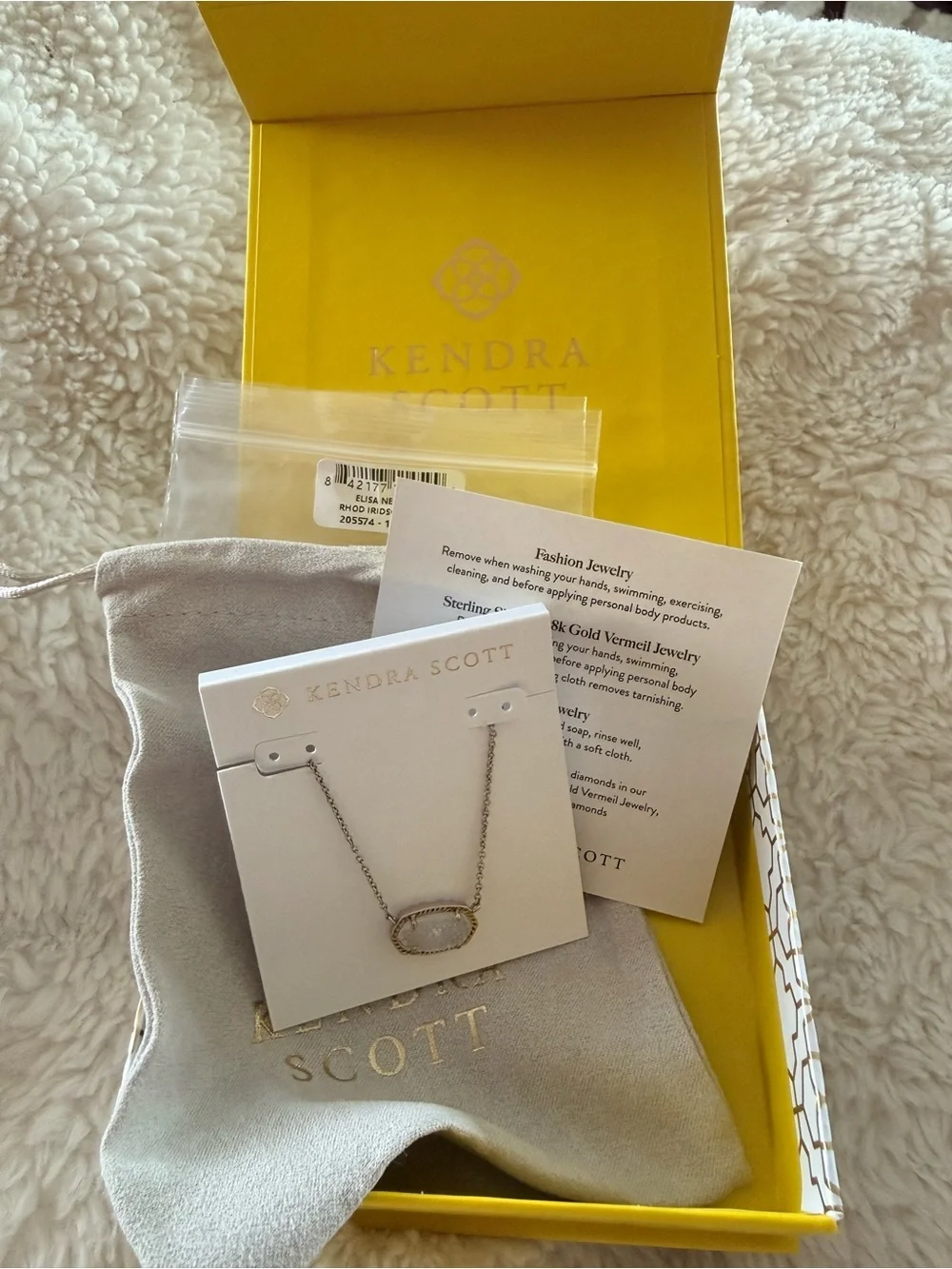Kendra Scott Elisa Silver Necklace with Iridescent Drusy Pendant